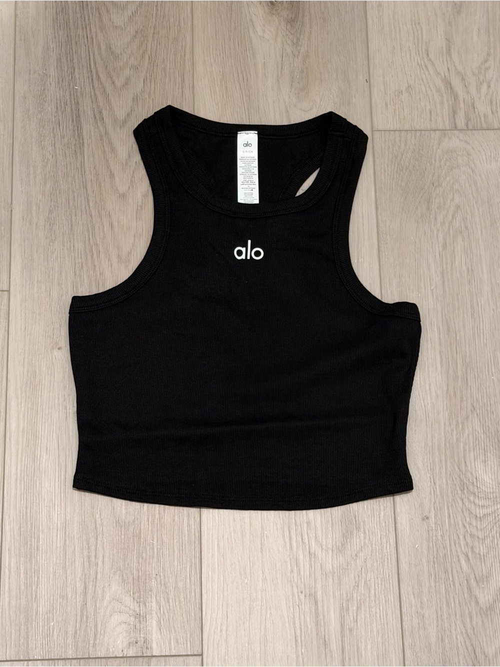 ALO Yoga Black Ribbed Crop Tank - Picture 3 of 4